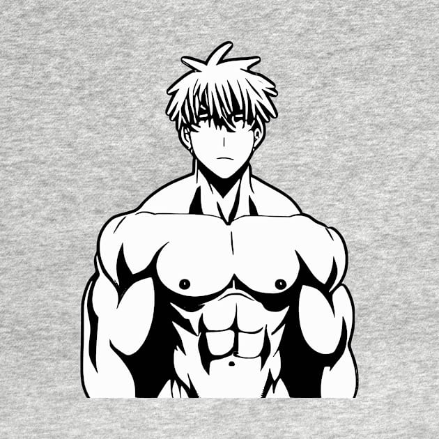 Muscular Anime Man Shirtless Manga Boy by Mish-Mash